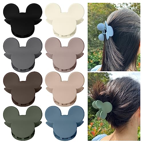 8 Pcs Hair Claw Clips Small Mouse Ear Hair Clips Matte 2.5'' Non-Slip Jaw Clips for Thin and Medium Hair Hair Accessories for Women Girls
