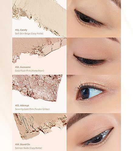 Heart Percent Dote On Mood Eye Palette, Matte & Glitter Nudy Theme Soft & Elegant Look Makeup Eyeshadow (04 Another Nude Facets)