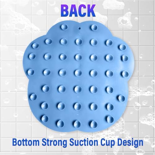 Shower Foot Scrubber Mat with Non-Slip Suction Cups, Shower Foot and Back Scrubber Mat, Upgrade Wall Mounted Foot Back Cleaning Pad Back Washer, Exfoliating Bath Wash Silicone Pad (Grey)