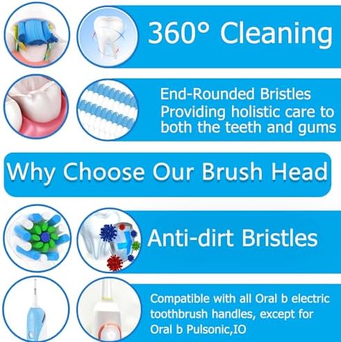 Replacement Toothbrush Heads Compatible with Braun Oral b 7000/Pro 1000/9600/ 5000/3000/8000/ and Smart Electric Toothbrush, 16 Pcs (White)