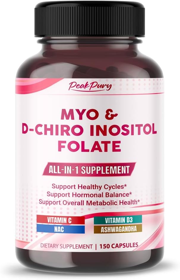 Ultra Myo & D-Chiro Inositol with Folate, Vitamin C & D3 - All-in-1 Supplement for Healthy Cycles, Hormonal Balance & Metabolic Support - Made in The USA- 150 Capsules