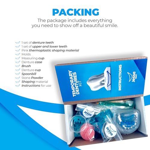 DIY Dentures, Customizable Kit with 12 Pieces, Simple to Use. Dentures Upper and Lower, Home Denture Solution for an Ideal Smile, Women and Men