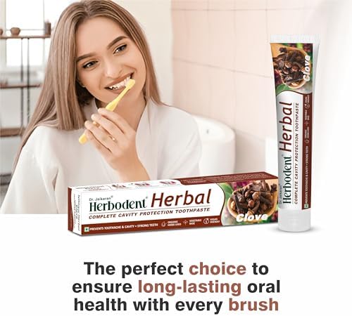 Herbodent® Herbal Clove Toothpaste - 6.53 oz Pack of 6 | Natural Herbs - Clove, Babool, Bakul and More | Daily use Toothpaste