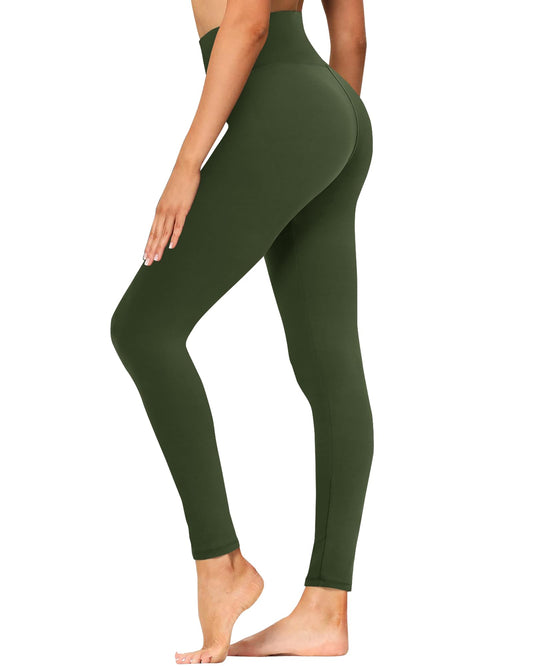 GAYHAY High Waisted Leggings for Women - Soft Opaque Slim Tummy Control Printed Pants for Running Cycling Yoga A-Army Green