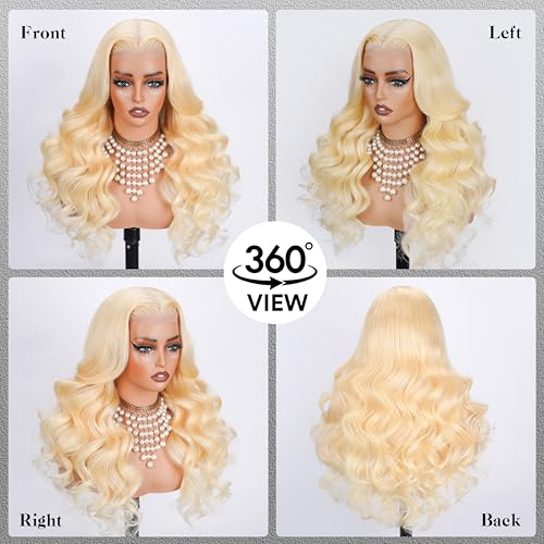 613 13x6 Lace Front Wig Human Hair 250 Density 30 Inch Body Wave Blonde Wig Human Hair 613 HD Lace Frontal Wigs 13x6, 100% Real Human Hair No Synthetic Blend No Tangle No Shedding Triple Lifespan 3X
