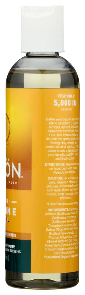 Jason Skin Care Vitamin E Oil 5,000 I.U. 4 fl. oz. Pure & Natural Beauty Oils (a) - 2pc