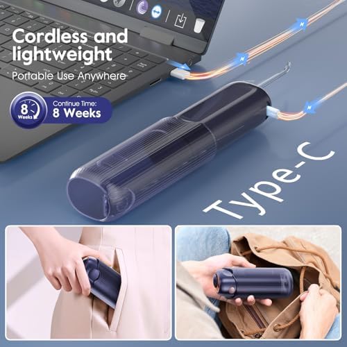 Portable Water Flosser, Mini Water Flosser with 2 Detachable Water Tank for Travel Size,4 Jet Tips and 3 Mode Water Dental Flosser Suit Travel/Home