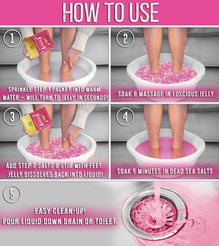 SOO Jelly Pedicure Packs - Pedicure Foot Soak For Feet - Moisturizing Jelly Spa Pedi Soak - Foot Spa Bath Soak For Soaking - Pedicure Foot Gel To Relax Sore Feet (Damascus Rose)