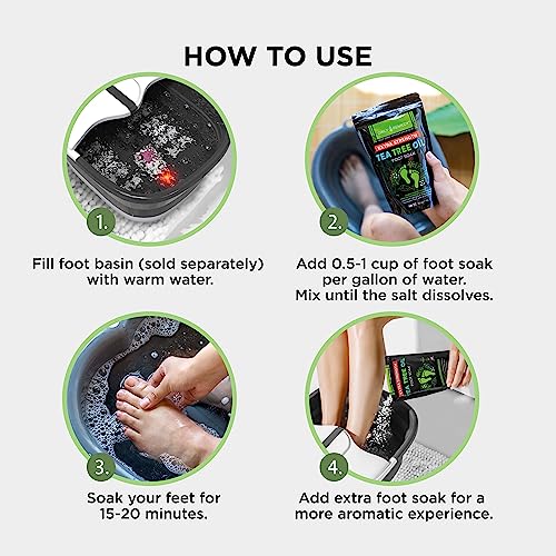 DAILY REMEDY EXTRA STRENGTH Tea Tree Oil Foot Soak w/ Epsom Salt Made in USA Toenails，Athlete's Foot，Itchy Feet，Stubborn Smelly Foot Odor，Pedicure Calluses & Soothes Sore Tired Achy Feet 16 oz，Black