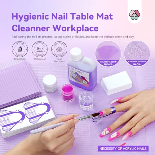 Saviland 8OZ EMA Acrylic Liquid Monomer: Pure EMA Odorless Liquid Monomer Professional Nail Monomer Liquid Kit for Acrylic Powder with Acrylic Brush Dappen Dish Nail Table Mat Nail Tech Salon