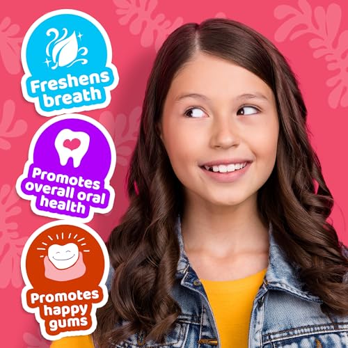 GuruNanda Kids Oil Pulling, Alcohol-Free Mouthwash, Essential Oils & Vitamins for Fresh Breath & Happy Gums for Ages 6 & up, Natural Berry Lemon Rose, 8 Oz