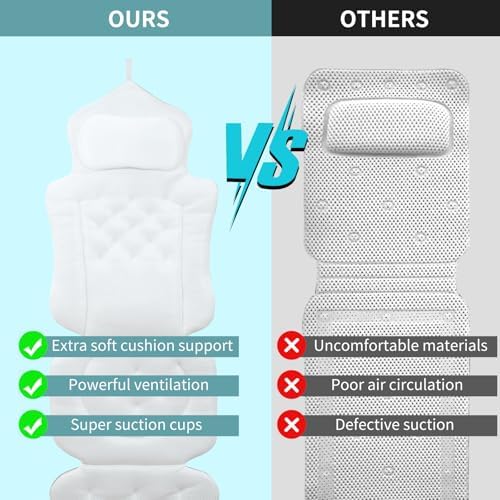 Full Body Bath Pillow for The Bathtub, Thick Bathtub Cushion with a Laundry Bag, Luxury Bathtub Pillow That Provides Support for The Head, Neck and Back, Measuring 51" x 17"