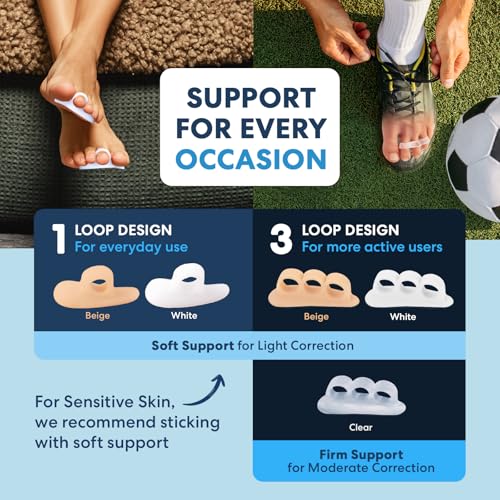 Dr. Frederick's Original Hard Hammer Toe Gels - 2 Pairs - Hammertoe Support Crest for Women & Men - Cushion & Temporary Splint for Toe Alignment, Crooked Toes, and Pain Relief - Clear - 3 Loop Design