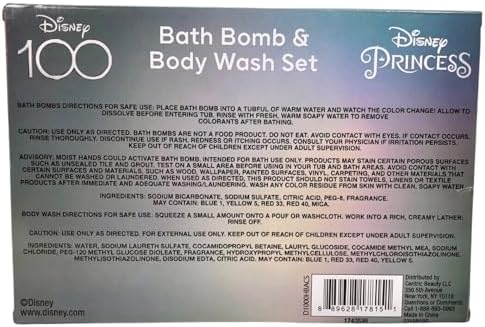 Disney Princess Bath Bomb & Body Wash Set, 8-Piece Set with 4 Scented Body Wash & 4 Bath Bombs, 4 Surprise Charms & 4 Collectible Character Bottles! Make Bath Time Fun! Ages 3+