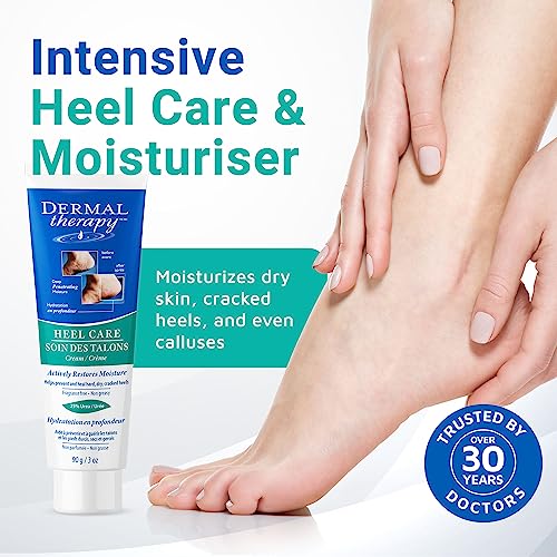 Dermal Therapy - Heel Care Cream, Foot Cream for Dry Cracked Heels, Intense Foot Moisturizer with Urea and AHA, Foot Lotion and Feet Exfoliator with Non-Greasy Formula, 3 o.z.