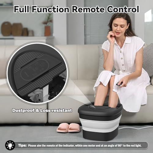 Foot Spa Collapsible, Foot Bath Massager with Heat, Remote, Timer, and 24 Motorized Shiatsu Massage Balls, Foot Soaking Tub Supports Hot/Cold Water Soaking- BA03H