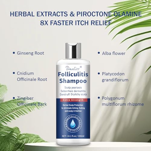 Sulfate Free - Anti Fungal Folliculitis Treatment Shampoo With Formula for Prone to Folliculitis,Seborrheic Dermatitis,For Normal to Oily Scalp Relieves Itchy & Dry Scalp, Dandruff - 10.1 Oz