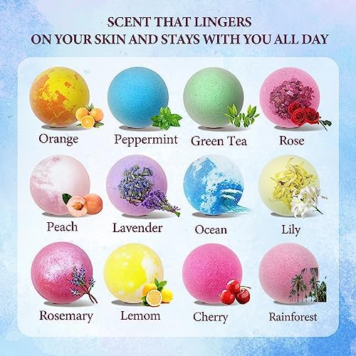 Dry Skin Moisturizer Bath Bombs Gift Set 24, with Relaxing Scents Made from Essential Oils for Bubble and Spa Bath, Handmade Christmas Gifts for Her/Him, Wife, Girlfriend