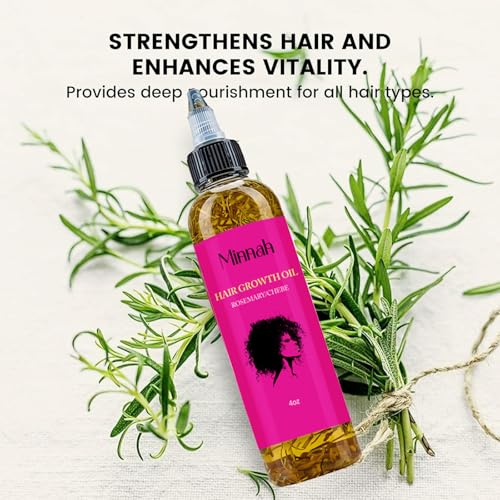Minnah Hair Growth Oil for Black Women, Extra Strength Rosemary Fenugreek Herbal Hair Growth Oil, Natural Scalp Oils Serum with Castor Oils, Aceite de Romero para el Cabello for All Hair Types (1 PCS)