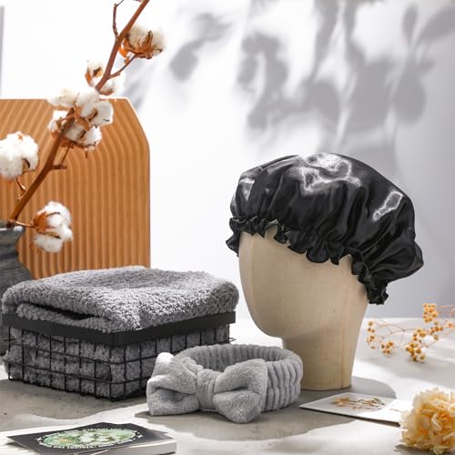 Sawysine 12 Pcs Gift Basket for Women Hair Care Spa Accessories Set Preppy Women's Birthday Mother's Day Gift Stuff(Black)