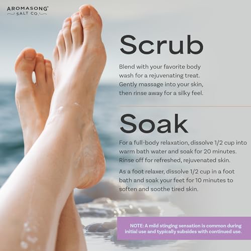 Aromasong RAW Magnesium Bath Flakes with 100% Natural Lavender, 3 LB Muscle Relaxing Organic Salts Mg Chloride, Mineral Soak. (Packaging May Vary)