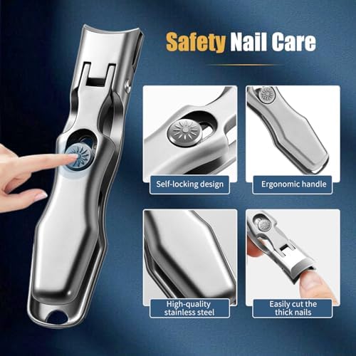 German Nail Clippers for Men, 2025 Upgraded Ultra Sharp Stainless Steel Nail Clippers for Thick Nails, The Luxurious Ultra Sharp Nail Clippers Set with Nail File for Seniors Men Women (Silver)