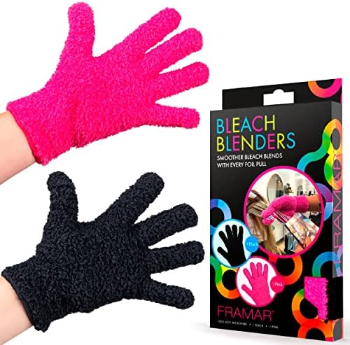 FRAMAR Bleach Blender Microfiber Gloves For Hair Dye – Hair Color Gloves, Microfiber Mitt For Cleaning, Hairstylist Essentials, Hair Salon Supplies, Extra Absorbent On Bleach – 2 Pack