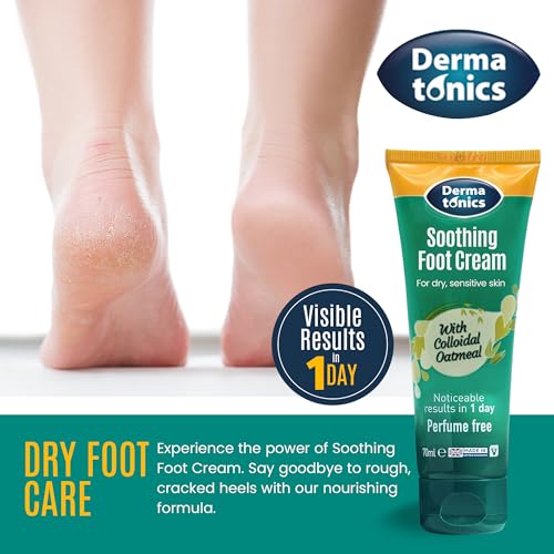 Soothing Foot Cream - 10% Urea w/Colloidal Oatmeal, Exfoliating & Softening Balm, Moisturizer for Dry, Cracked Heels & Rough Skin, Rehydrating for Feet, Elbows & Hands - 2.37 fl oz Tube