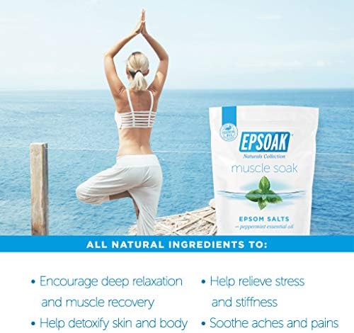 Epsoak Muscle Soak 4 lbs. - Speed Muscle Recovery, Soothe Aching Muscles, and Reduce Inflammation with Epsom Salt & Premium Eucalyptus & Peppermint Essential Oils (Qty 2 x 2 lb. Bags)