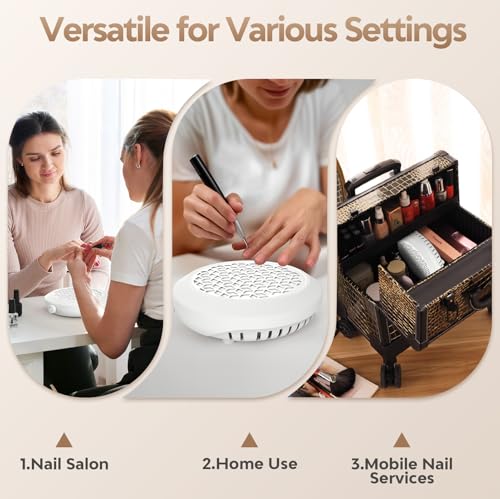 Nail Dust Collector, Compact Nail Dust Collector for Beginner, Vacuum Nail Fan Dust Collector with Reusable Filter for Acrylic Nail Polishing, Salon, Home, Training Classes
