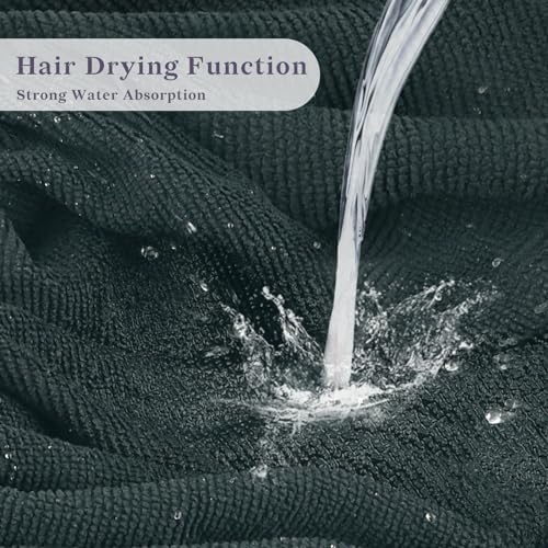 Blue Butterfly Print Satin Shower Cap, Three-Layer Terry Cloth Lined, with Silk Hair Ties, Microfiber Waterproof Reusable Large Size Shower Cap for Women Long Thick Hair