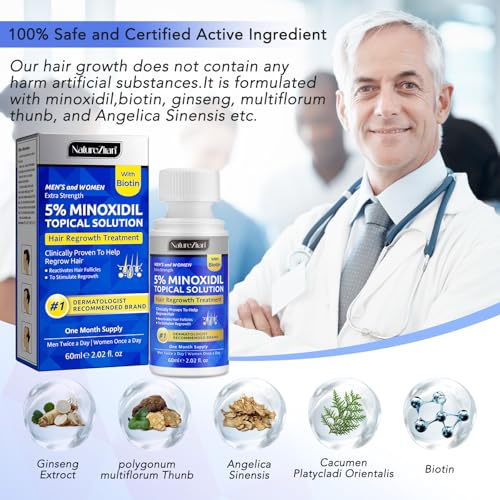 Minoxidil for Men-5% Extra Strength Hair Regrowth for Men Treatment-5% Topical Solution-Dropper Applicator Included -Minoxidil for Women-Stop Thinning & Hair Loss (1pcs