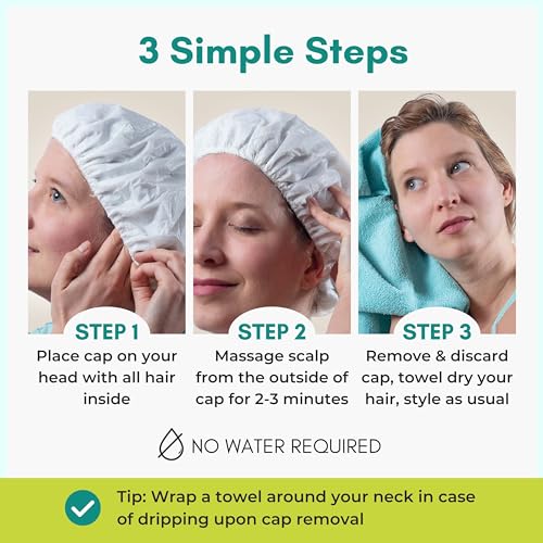No Water Rinse Free Shampoo Cap by Nurture | Microwavable Hair Washing & Conditioning Shower Caps | Waterless Bathing | Disposable & Hypoallergenic for Adults, Bedridden & Elderly