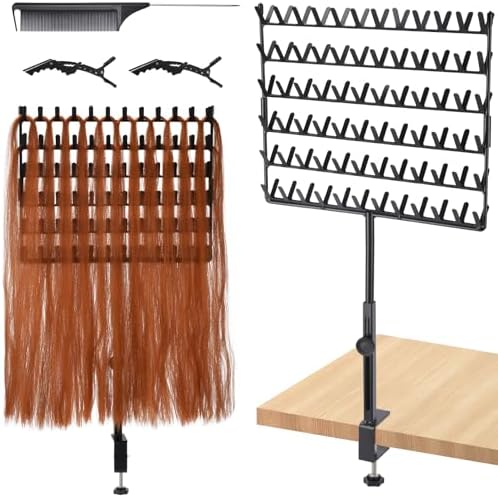 GADFISH Braiding Hair Rack Desktop, 144 Pegs Height Adjustable Braiding Rack for Hair, 360° Rotation Hair Extension Holder, Hair Rack for Hair Braider with Braiding Hair Supplies