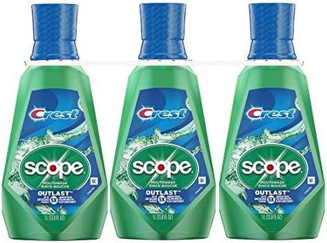 Crest Scope Outlast Mouthwash Long Lasting Peppermint, 3 Pack (33.8 Ounce)