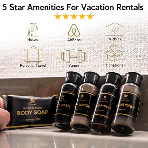 80 Piece Set Hotel Guest Soaps for Bathroom, Travel Size Bulk AirBnB Toiletries Set, Supplies for Guests, 20 Pack w/ 20 Shampoo 20 Conditioner 20 Body Wash 20 Lotion
