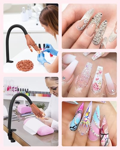 Practice Hand for Acrylic Nails, Flexible Nail Practice Hands Magnetic Fake Hands for Nails Practice, Movable Nail Mannequin Hand with 200PCS Nail Tips for Beginners,13.9 * 6.2 * 1.9