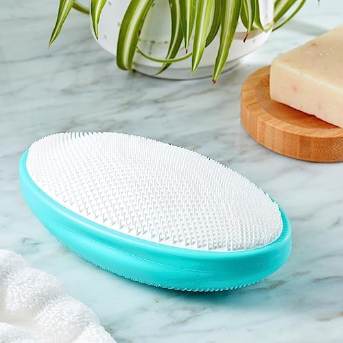 WIZKER® Premium Ingrown Hair Exfoliating Brush: Soft + Firm Face Body Scrubber, Sensitive Skin Exfoliator, Prevents Razor Bumps, Shave, Laser, Wax, Epilation, Dermaplaning – Waterproof, Mold Resistant