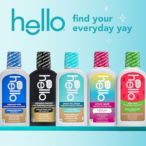 Hello Kids Mouthwash with Unicorn Bubble Gum Flavor, Alcohol Free Mouthwash for Kids with Fluoride, Safe for Ages 6 and Up, Anticavity, Vegan, No Alcohol, No Dyes, 16 Oz Bottles (Pack of 3)