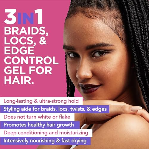 Esha Slick N Slay Braiding Gel – 3-in-1 Ultra Extreme Hold Hydrating Conditioning Shining Gel for Hair – Fast Dry Locking Gel for Locs, Twists, Braids (Apple, 17 Oz.)