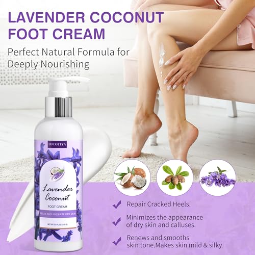 Lavender Foot Soak Set - Salts, Foot File, Scrub & Urea Cream Pedicure Supplies for Dry, Cracked Feet - Women's Spa Kit