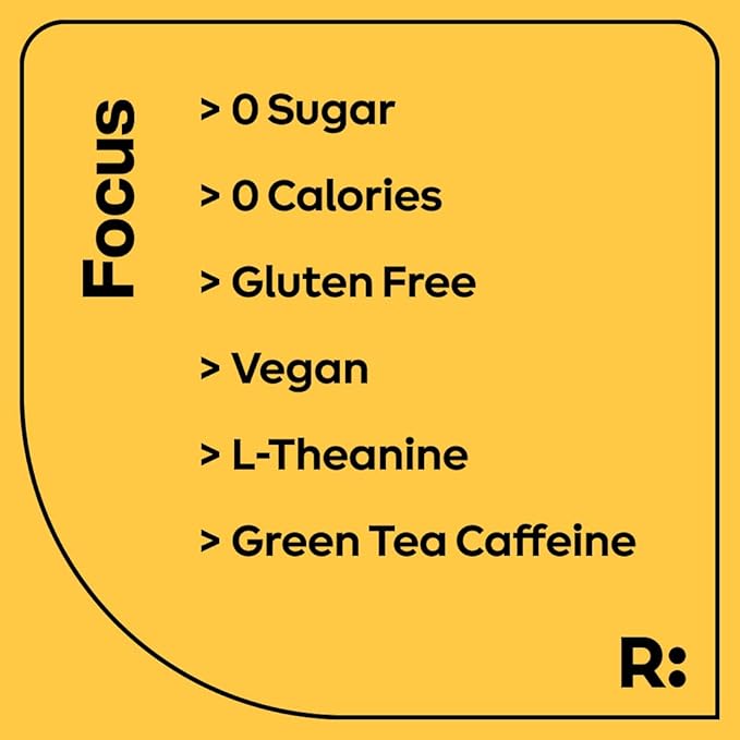 Ryde: Focus Shot | Orange Flavor | L-Theanine & Ginseng | Green Tea Caffeine | Vitamins B2 & B7 | 0 Calories, 0 Sugar | 2 FL OZ Shots | Supports Focus* (24 Pack)