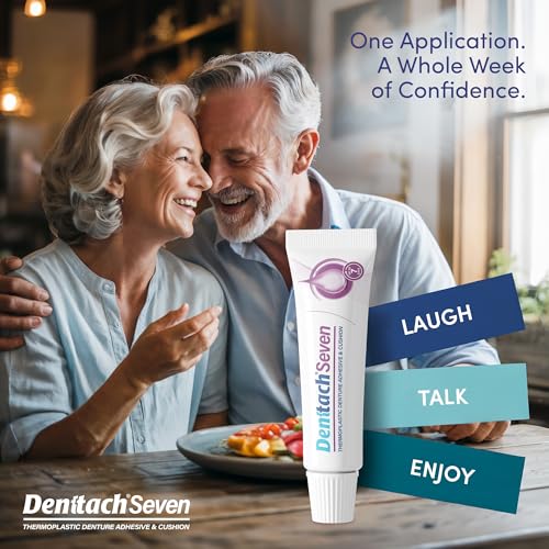 Denttach Seven Denture Adhesive, Thermoplastic Denture Cushion and Reliner, Upper and Lower Denture Comfort for Up to 7 Days, Zero Glue, Zinc Free
