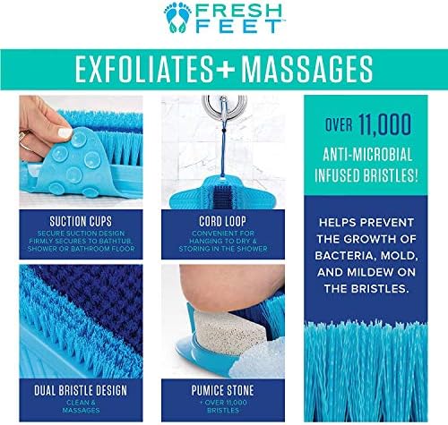 Fresh Feet- Foot Scrubber With Pumice Stone, Cleans, Smooths, Exfoliates & Massages your Feet Without Bending in the Shower or Bathtub