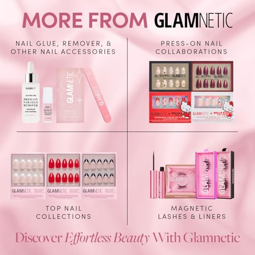 Glamnetic Press On Nails - Fiancéd | Short Almond Fake Nails with a Nude Ombré for Weddings, Glossy Glazed Finish, Reusable | 15 Sizes - 30 Nail Kit with Glue