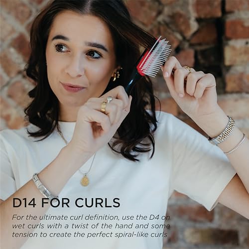 Denman Mini Curl Definer & Styler 5 Row Hairbrush for Detangling, Separating, and Defining Curls, Curly Hairbrush, Sleek Blowdrying - D14