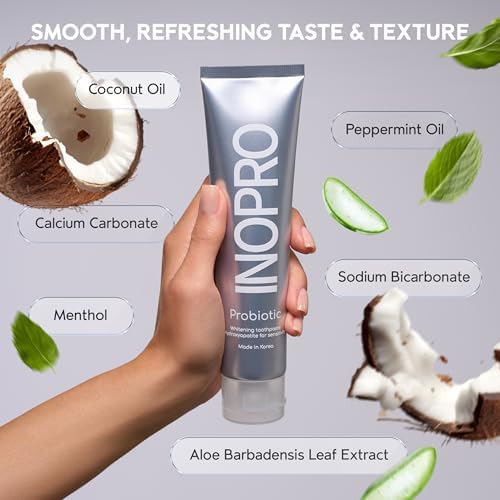 Natural Whitening Hydroxyapatite Toothpaste with Probiotic for Sensitive Teeth, Fluoride Free Enamel Repair Remineralizing Toothpaste, SLS Free, Baking Soda, Coconut Oil, 5oz