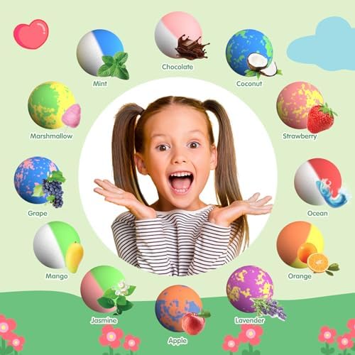 Bath Bombs for Kids, 12 Pack Natural Bath Bombs with Toys Inside, Organic Kids BathBombs with Surprise Cat Kitten Toys Inside, Toddler Bubble Bath Fizzy Shower Bombs for Girls Boys Kids Gift Set