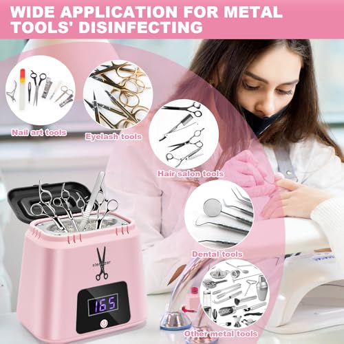 Nail Tool Sterilizer High Temperature 329℉ for Nail Tools Portable with Glass Beads for Metal Tools Salon & Esthetician Supplies
