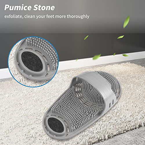 Silicone Shower Foot Scrubber Personal Foot Massage and Cleaning with Soft Silicone Bristles and Non-Slip Suction Cups, Foot Scrubbers for Use in Shower Men and Women (1PCS Gray)